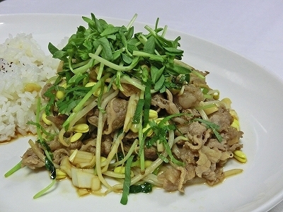 牛肉と葱醤油ソース&ライス